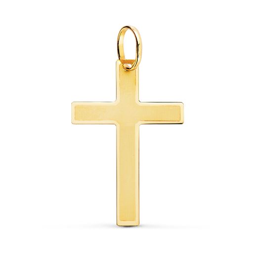 18K Cruz Oro Amarillo Brillo Y Mate Sin Cristo 29X20 Mm