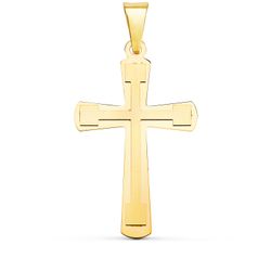 18K Cruz Oro Amarillo Brillo Y Mate Sin Cristo 33X20 Mm