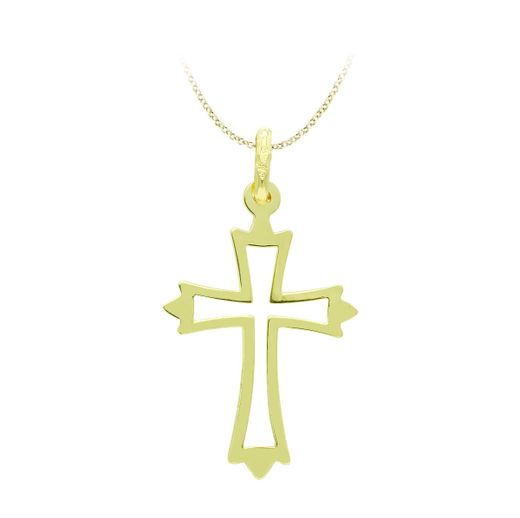 18K Cruz Oro Amarillo Calada Lisa 27X17 Mm