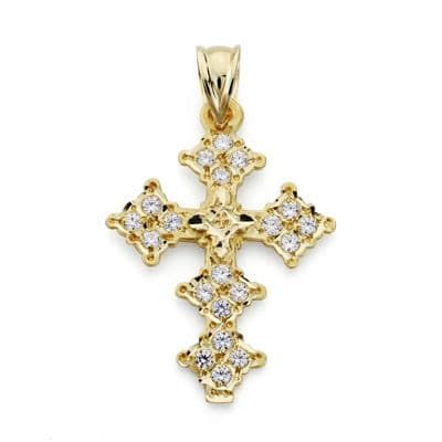 18K Cruz Oro Amarillo Canjayar Circonita 31X22 Mm