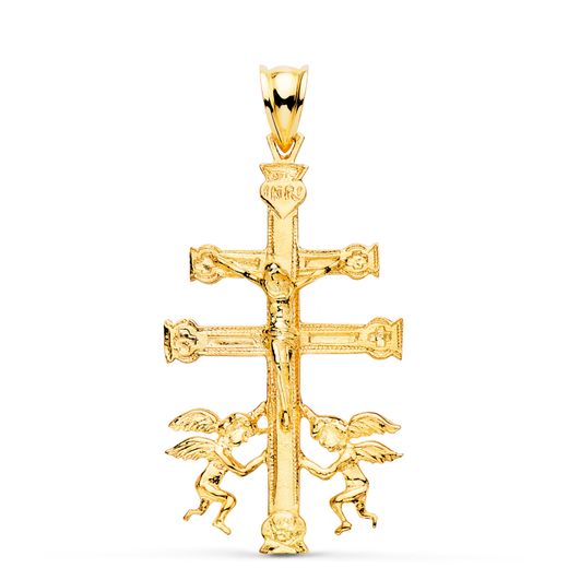 18K Cruz Oro Amarillo Caravaca Con Cristo. 36 X 22 Mm