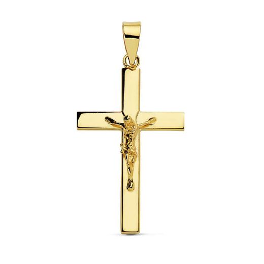18K Cruz Oro Amarillo Con Cristo 25X16X3 Mm