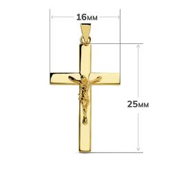 18K Cruz Oro Amarillo Con Cristo 25X16X3 Mm