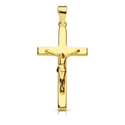 18K Cruz Oro Amarillo Con Cristo. 27X15 Mm