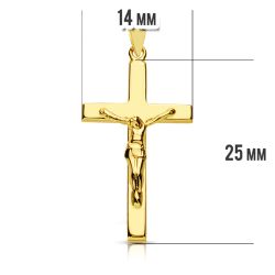 18K Cruz Oro Amarillo Con Cristo. 27X15 Mm