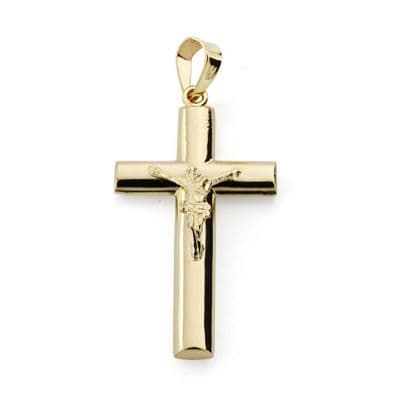 18K Cruz Oro Amarillo Con Cristo. 27X15 Mm