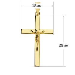 18K Cruz Oro Amarillo Con Cristo 29X18X3 Mm