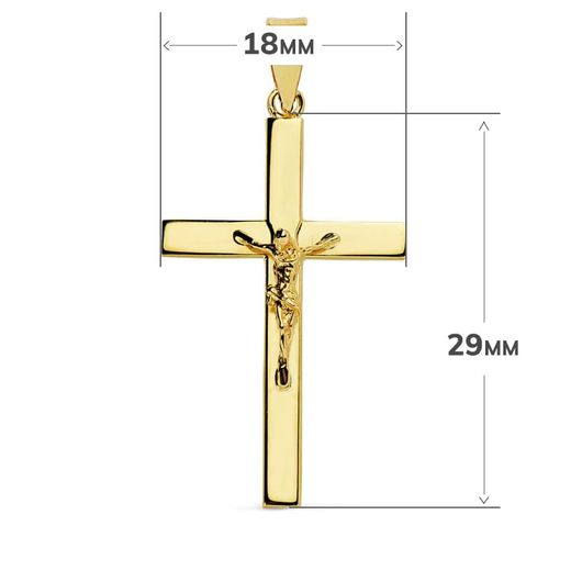 18K Cruz Oro Amarillo Con Cristo 29X18X3 Mm