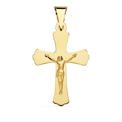 18K Cruz Oro Amarillo Con Cristo 34X22 Mm