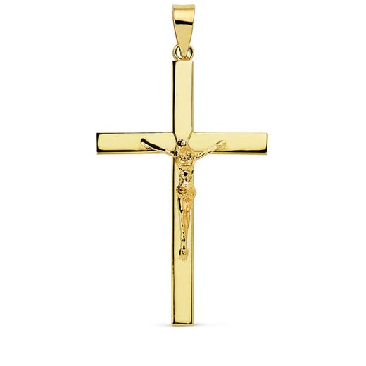 18K Cruz Oro Amarillo Con Cristo 35X22X3 Mm