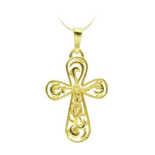 18K Cruz Oro Amarillo Con Cristo 37X25 Mm