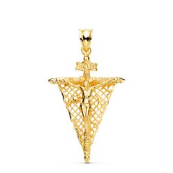 18K Cruz Oro Amarillo Con Cristo Del Remedio De Animas 35X23 Mm