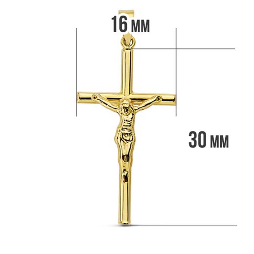 18K Cruz Oro Amarillo Con Cristo Hueca 32X16 Mm