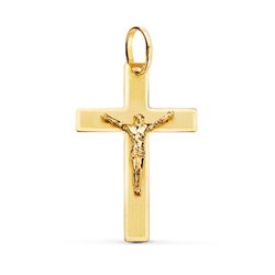 18K Cruz Oro Amarillo Con Cristo Matizada 29X20 Mm