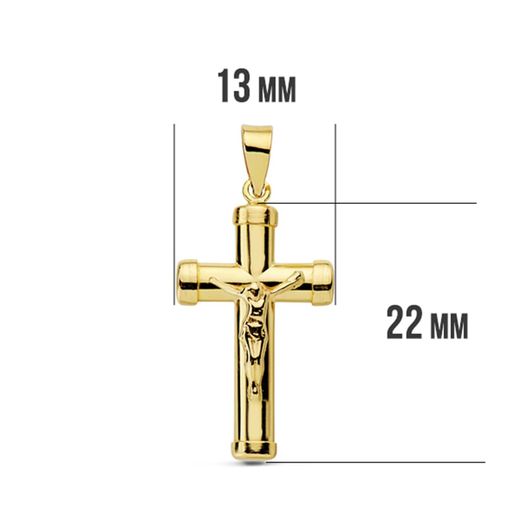 18K Cruz Oro Amarillo Con Cristo Palo Oval 24X13 Mm