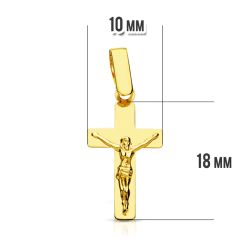 18K Cruz Oro Amarillo Con Cristo Plana 20X11 Mm