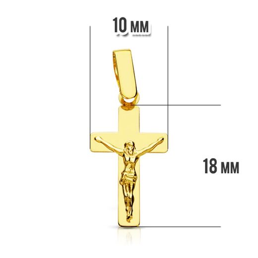 18K Cruz Oro Amarillo Con Cristo Plana 20X11 Mm
