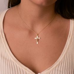 18K Cruz Oro Amarillo Con Cristo Plana Laser 25X16 Mm
