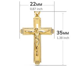 18K Cruz Oro Amarillo Con Cristo Tallada 35X22 Mm