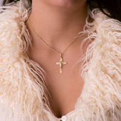 18K Cruz Oro Amarillo Con Cristo Tallada 35X22 Mm