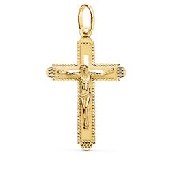 18K Cruz Oro Amarillo Con Cristo Tallada 35X22 Mm