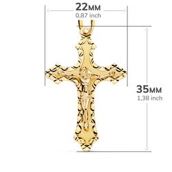 18K Cruz Oro Amarillo Con Cristo Tallada 35X22 Mm