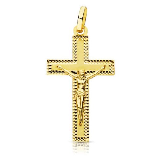 18K Cruz Oro Amarillo Cristo Tallada 27X15 Mm