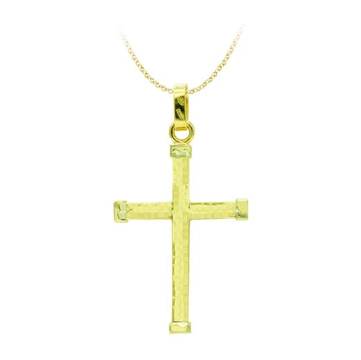 18K Cruz Oro Amarillo Hueca Bicolor 39X24 Mm