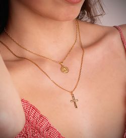 18K Cruz Oro Amarillo Lisa En Brillo Hueca 20 X 12 Mm