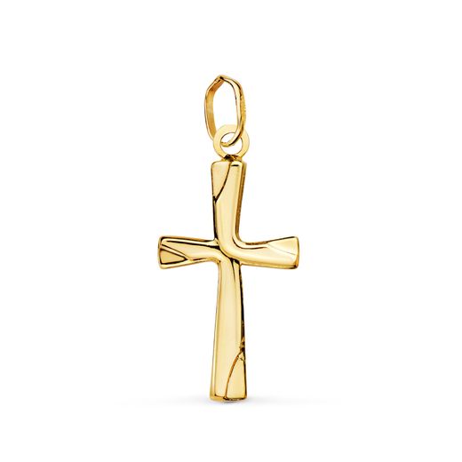 18K Cruz Oro Amarillo Lisa En Brillo Hueca 21 X 12 Mm