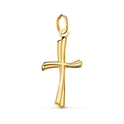 18K Cruz Oro Amarillo Lisa En Brillo Hueca 21 X 12 Mm