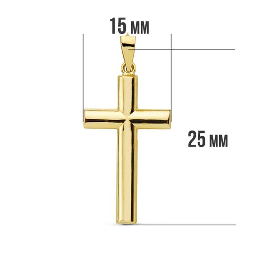 18K Cruz Oro Amarillo Lisa Palo Oval. 25X15 Mm