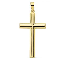 18K Cruz Oro Amarillo Lisa Palo Oval. 31X17 Mm