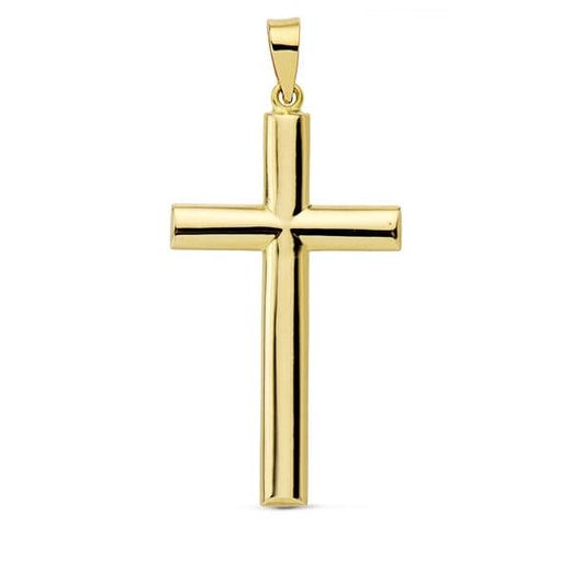 18K Cruz Oro Amarillo Lisa Palo Oval. 31X17 Mm
