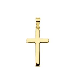 18K Cruz Oro Amarillo Lisa Palo Rectangular. 23X12 Mm