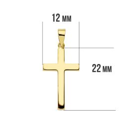 18K Cruz Oro Amarillo Lisa Palo Rectangular. 23X12 Mm