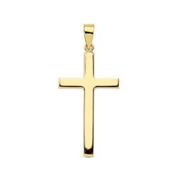 18K Cruz Oro Amarillo Lisa Palo Rectangular. 27X15 Mm