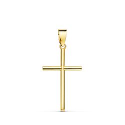 18K Cruz Oro Amarillo Lisa Tubo 1.5 Mm 21X13Mm