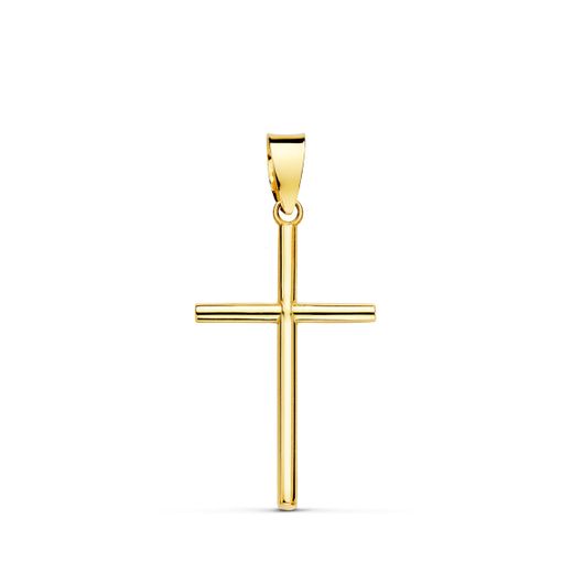 18K Cruz Oro Amarillo Lisa Tubo 1.5 Mm 21X13Mm