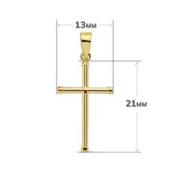 18K Cruz Oro Amarillo Lisa Tubo 1.5 Mm 21X13Mm