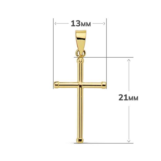 18K Cruz Oro Amarillo Lisa Tubo 1.5 Mm 21X13Mm