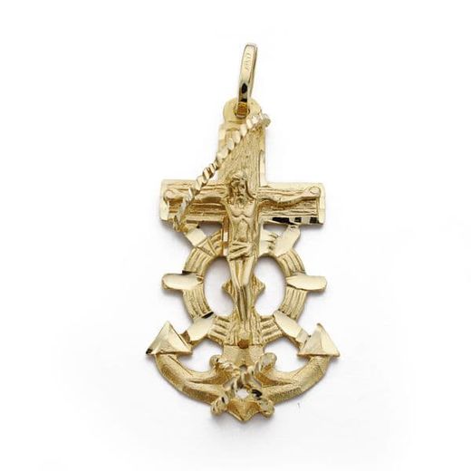 18K Cruz Oro Amarillo Marinera Cristo 35X20 Mm