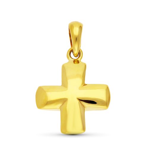 18K Cruz Oro Amarillo Mate Y Brillo Lisa 20X16 Mm