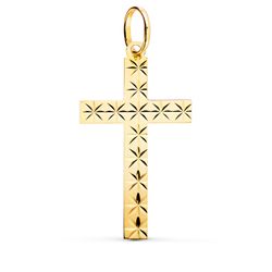 18K Cruz Oro Amarillo Sin Cristo Tallada 35X19 Mm