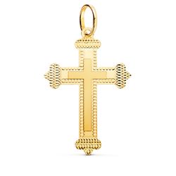 18K Cruz Oro Amarillo Sin Cristo Tallada 35X23 Mm