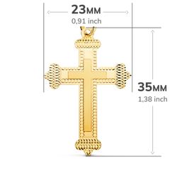18K Cruz Oro Amarillo Sin Cristo Tallada 35X23 Mm