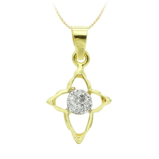 18K Cruz Oro Bicolor Circonita 14X11 Mm