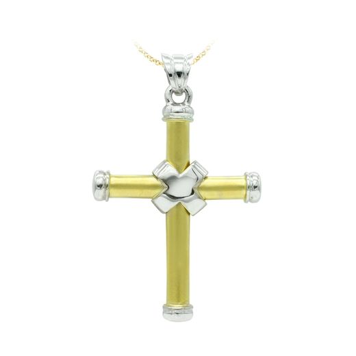 18K Cruz Oro Bicolor Hueca Bicolor 41X29 Mm