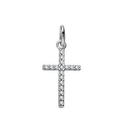 18K Cruz Oro Blanco Circonita 18X10 Mm