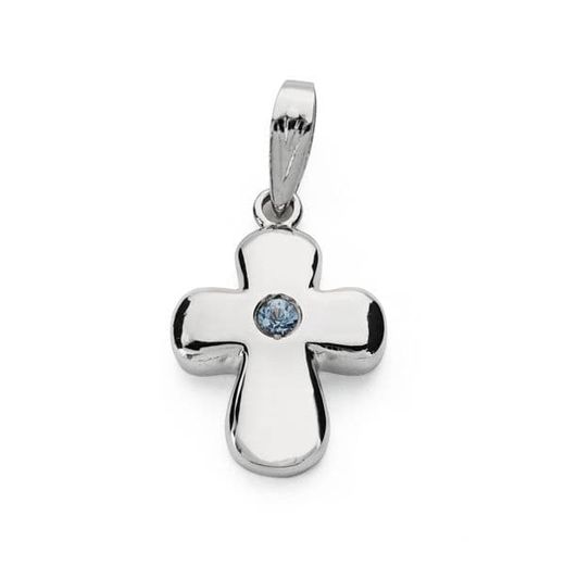 18K Cruz Oro Blanco Circonita 21X14 Mm